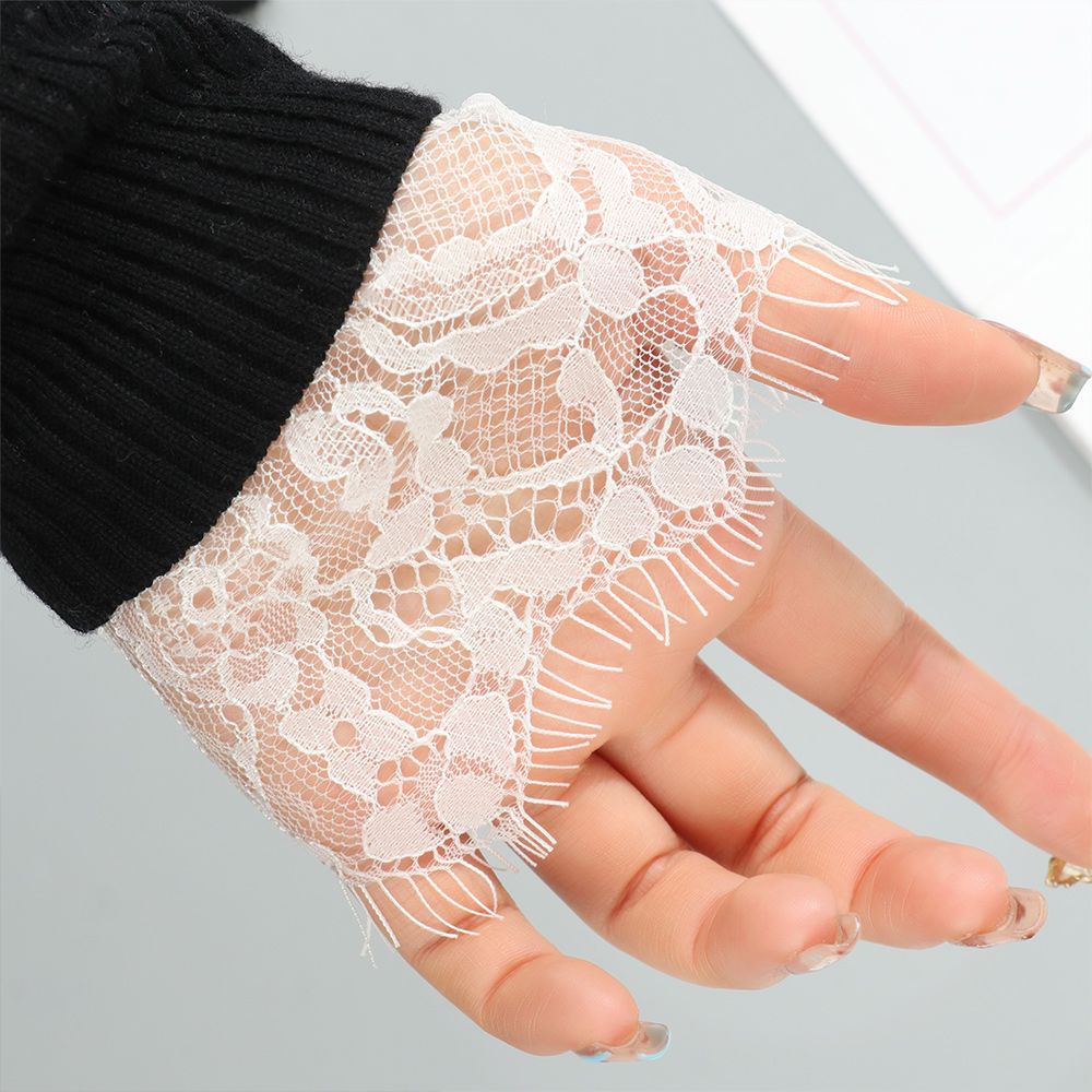 Cổ tay áo giả vải ren chống nắng phối áo len phong cách thời trang xuân thu