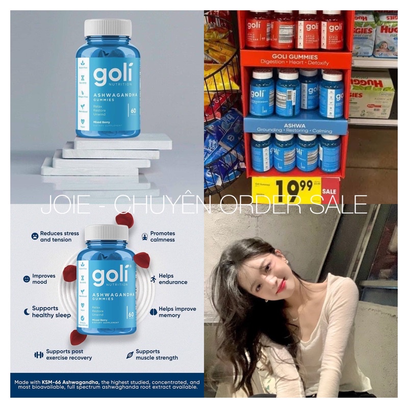 Kẹo dẻo nhân sâm Goli Nutrision Ashwagandha 60 viên giúp ngủ ngon, giảm stress