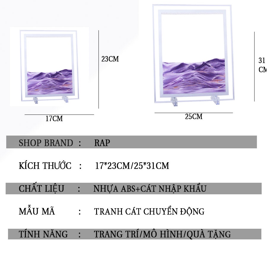 Tranh cát chuyển động 3D cao cấp nhiều màu sắc dùng để decor, quà tặng trang trí nhà cửa, góc học tập, làm việc