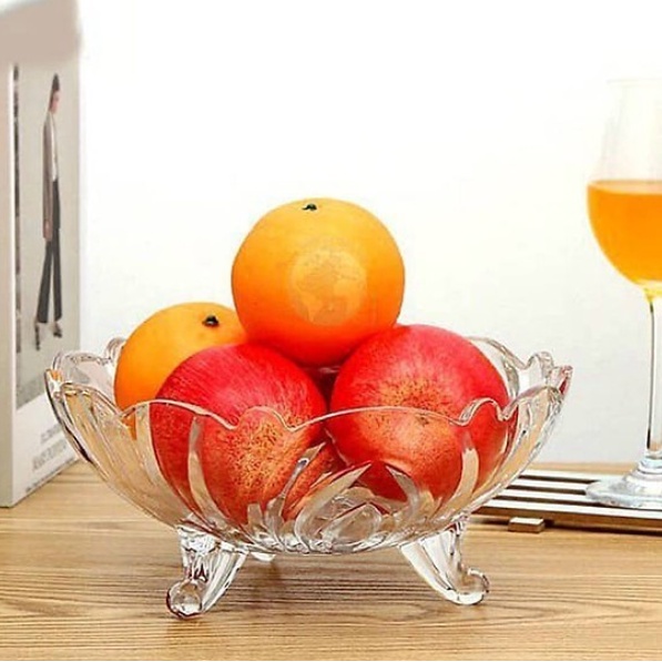 Dĩa 3 Chân Thủy Tinh Cao Cấp Đựng Hoa Quả, Chân Trâu, Trộn Salat Tiện Lợi