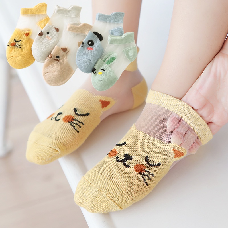 tất trẻ em，tất trẻ em mỏng，Bộ 5 Đôi Vớ Cotton Mỏng Họa Tiết Hoạt Hình Cho Bé Từ 0 Đến 7 Tuổi