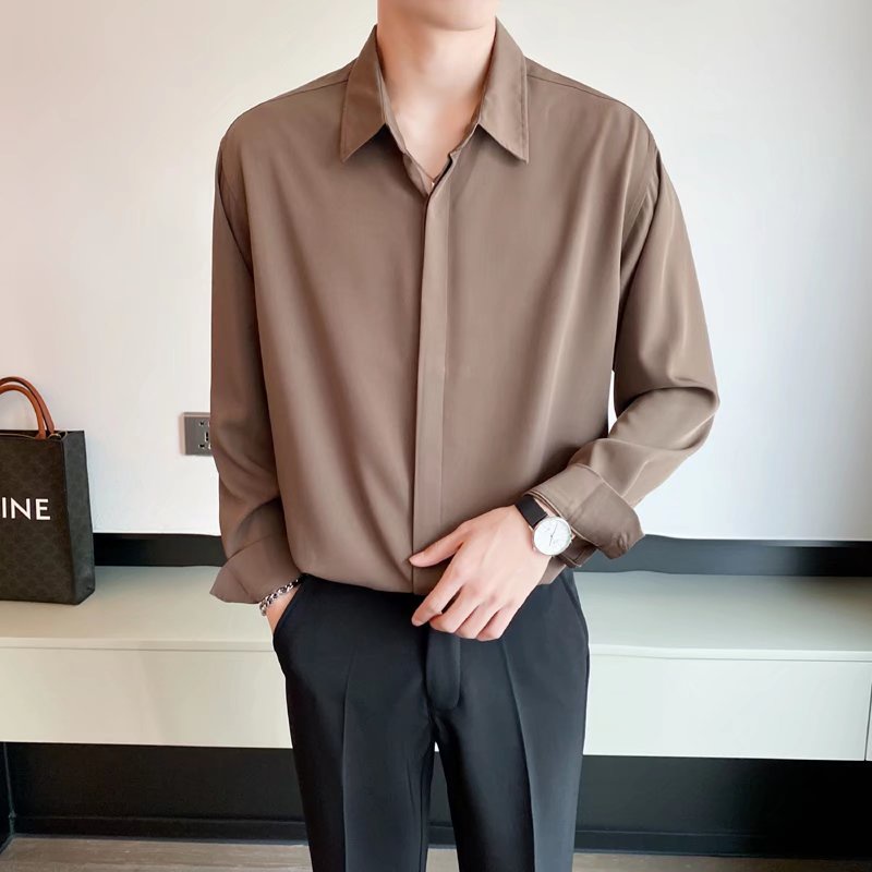 Áo Sơ Mi Nam Dài Tay Màu Sắc Tươi Sáng Phong Cách Hàn Quốc 4 Màu Size M-2XL