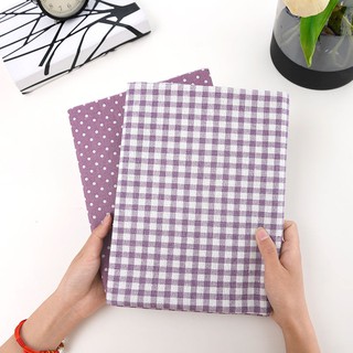 Khăn Trải Bàn Hình Chữ Nhật Họa Tiết Caro Màu Tím Bằng Vải Lanh Cotton