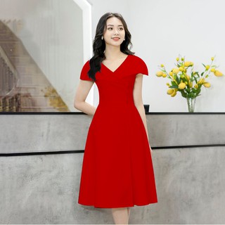 Đầm cổ cánh tiên cúc bọc - VBEO245