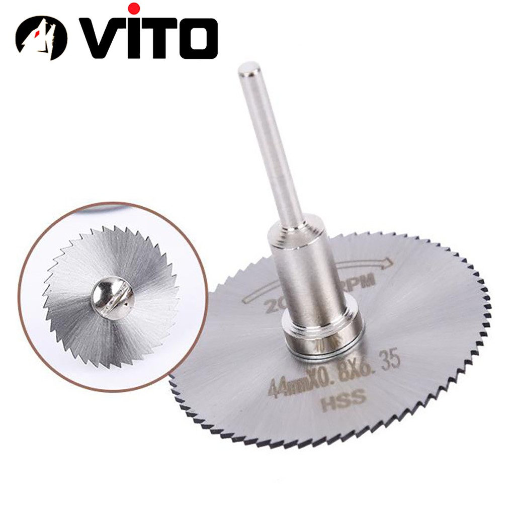 Bộ 7 Chi Tiết (Lưỡi Cắt + Trục) Đĩa Cắt Mini, Cán 3.2mm VITO Thép HSS Chắc Chắn