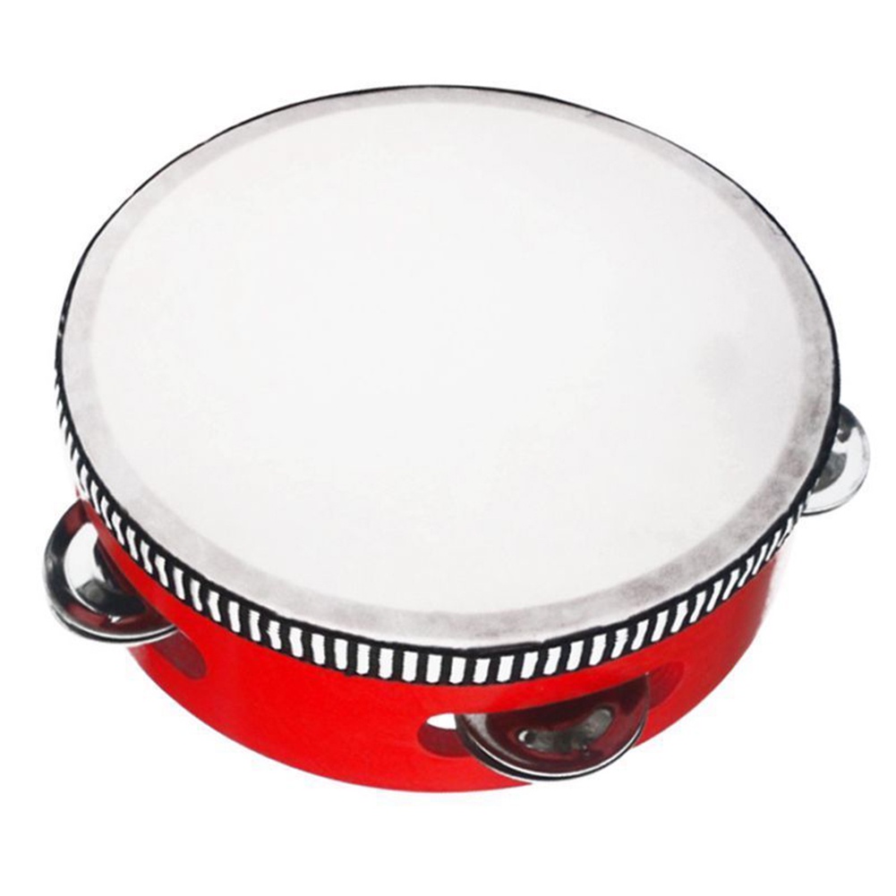 Đồ chơi trống lục lạc tròn bằng gỗ 6/7/8 inch vui nhộn