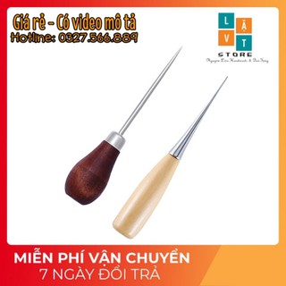 Dùi gỗ hình nón cán gỗ dùng để xử lý len chọc, sữa chữa đồ gia, vậy thể cứng - 2 màu lựa chọn