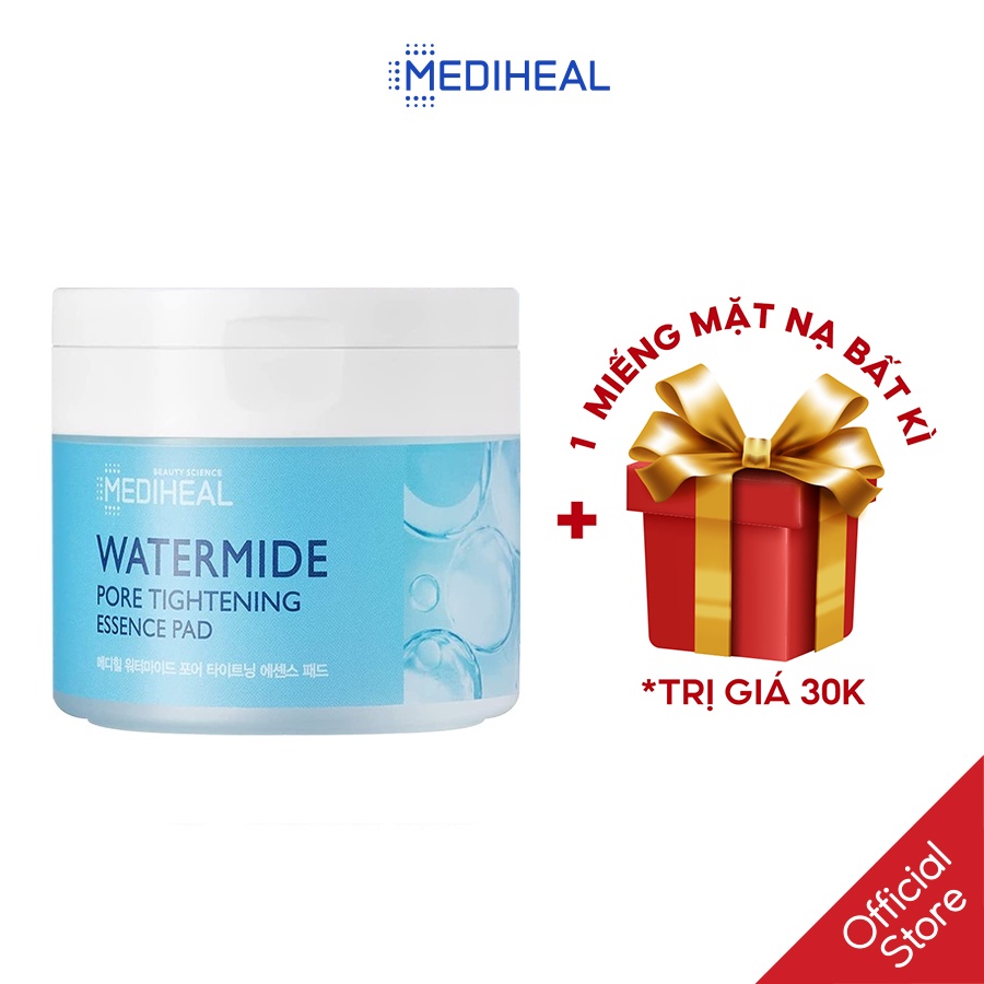 Hộp miếng đắp dưỡng ẩm và se khít lỗ chân lông Mediheal Watermide Pore Tightening Essence Pad 130ml (50 miếng)