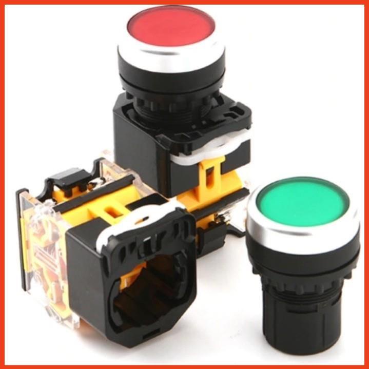 Công tắc nhấn nhả đề LA38-11 phi 22mm không đèn 3 màu xanh, màu đỏ, màu vàng lắp tủ điện điêu khiển