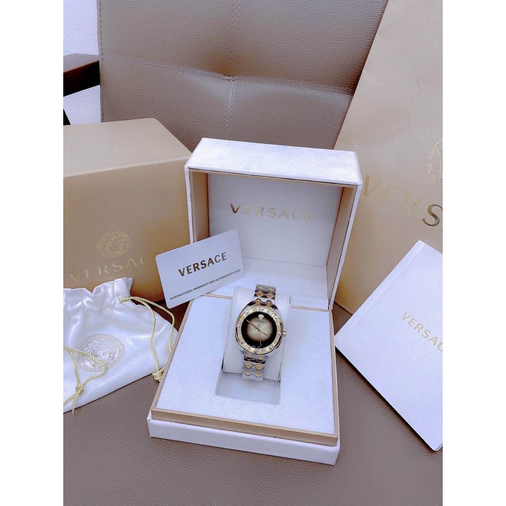 Đồng hồ nữ chính hãng full box VERSACE, đồng hồ đeo tay mặt tròn, kính Sapphire, thời trang và đẳng cấp