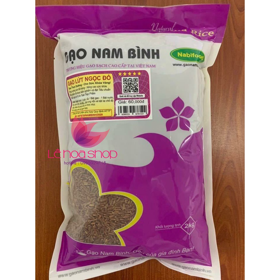Gạo Lứt Ngọc Đỏ( Thương hiệu gạo sạch Nam Bình) gói 2kg