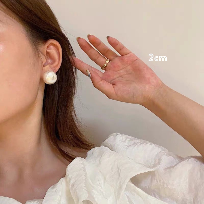 Bông tai ngọc trai to tròn khuyên tai ngọc trai nhân tạo BT03