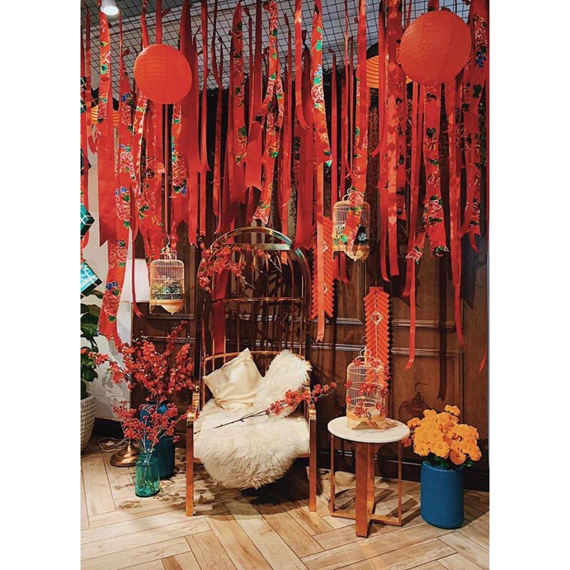 Vải con công đỏ trang trí ( khổ ngang 1,6m )