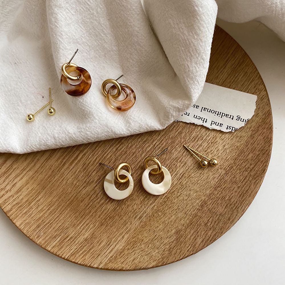 Khuyên Tai Tròn Bằng Hợp Kim Acrylic Nhiều Màu Tinh Tế Thời Trang Hàn Quốc Cho Nữ