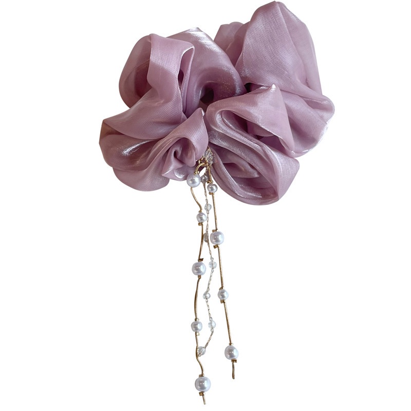 Dây buộc tóc đuôi ngựa đính hoa và ngọc trai giả mới dành cho nữ 2021