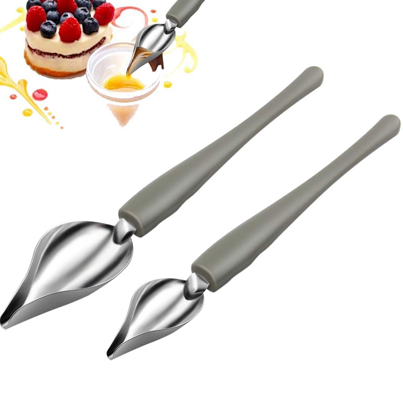 Culinary Drawing Decorating Spoon Set, 2 Pcs Saucier Drizzle Spoons