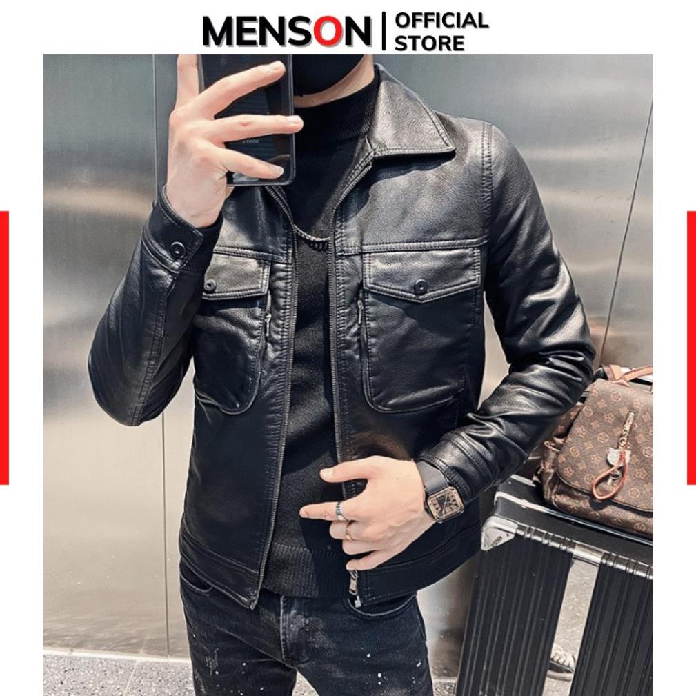 Áo khoác da nam hàn quốc HÀNG CAO CẤP Áo da nam mùa đông da thật 100% GOSS AKD05
