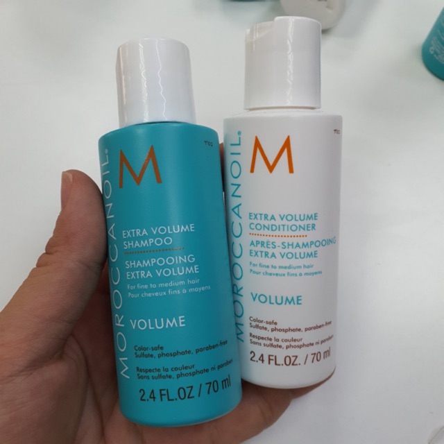 Combo Try Me Kit dầu gội xả tăng phồng Moroccanoil Extra Volume 70mlx2 và tinh dầu Treatment 15ml ( New 2021 )