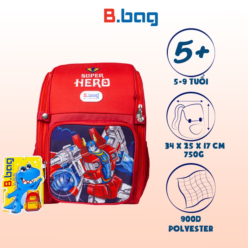 Balo B.bag Chống Gù Adventure Box-Super Hero B-12-114 Đỏ