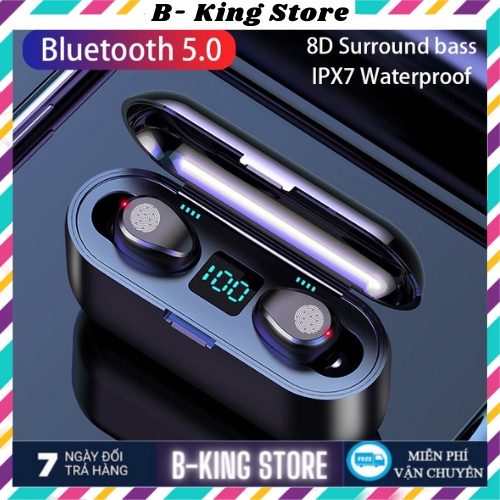 Tai nghe bluetooth AMOI F9 TWS 5.0 bản Quốc tế không dây cảm ứng chống nước IPX5, chống ồn tích hợp sạc dự phòng 2500mAh