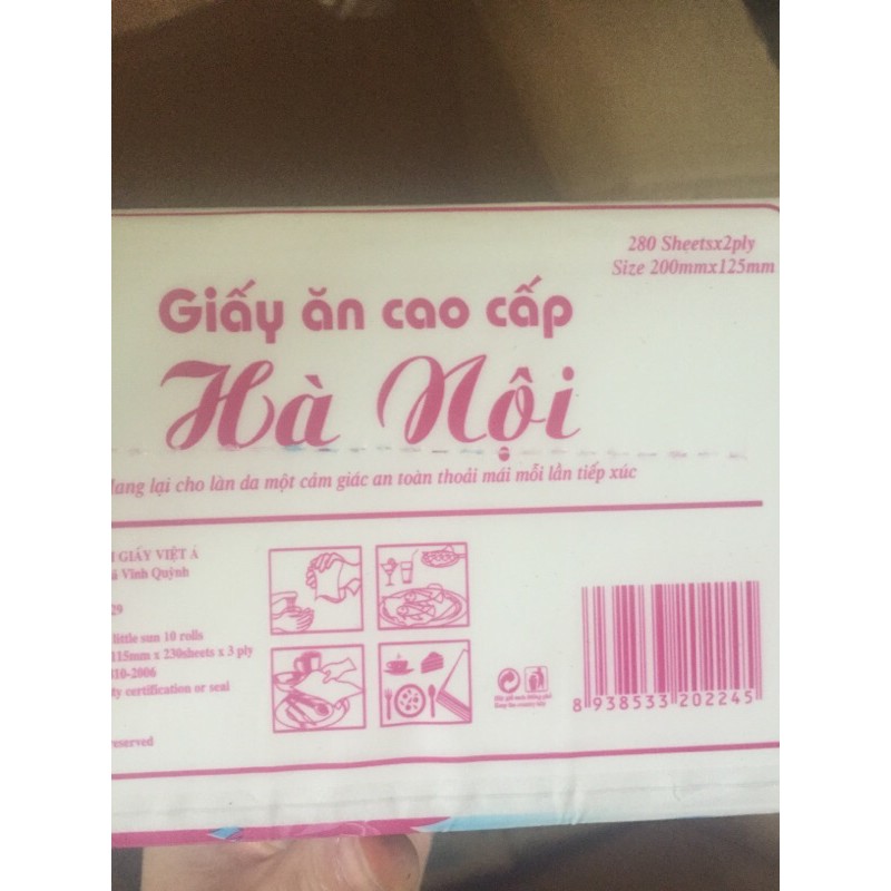 Giấy Ăn Cao Cấp Hà Nội 2 Lớp, Bịch Giấy Rút Tiện Lợi (280 tờ/gói) - Hải Phòng