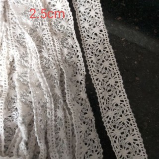 Ren chỉ cotton , trắng nhũ bạc ,