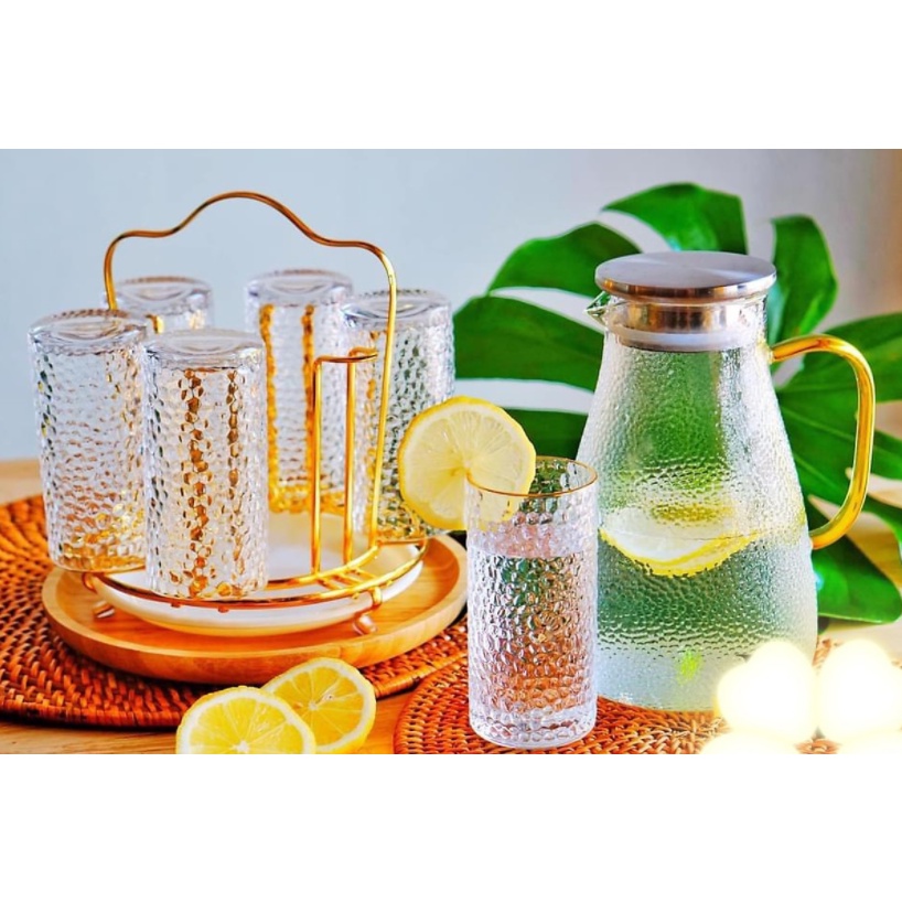 BÌNH ĐỰNG NƯỚC UỐNG THỦY TINH CAO CẤP 6 CỐC - IB NẾU CHỌN MẪU-KHÔNG KÈM GIÁ