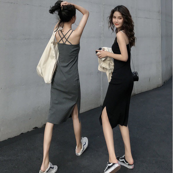 Spring And Summer 2021 New French Fetter Endless Vest Knit Dress Long Sexy Hate Skirt Female Summer Wear