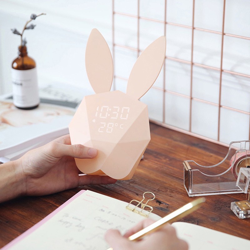 kiss* Multifunctional USB Smart Alarm Clock Simple Design Cute Rabbit Head USB Clock