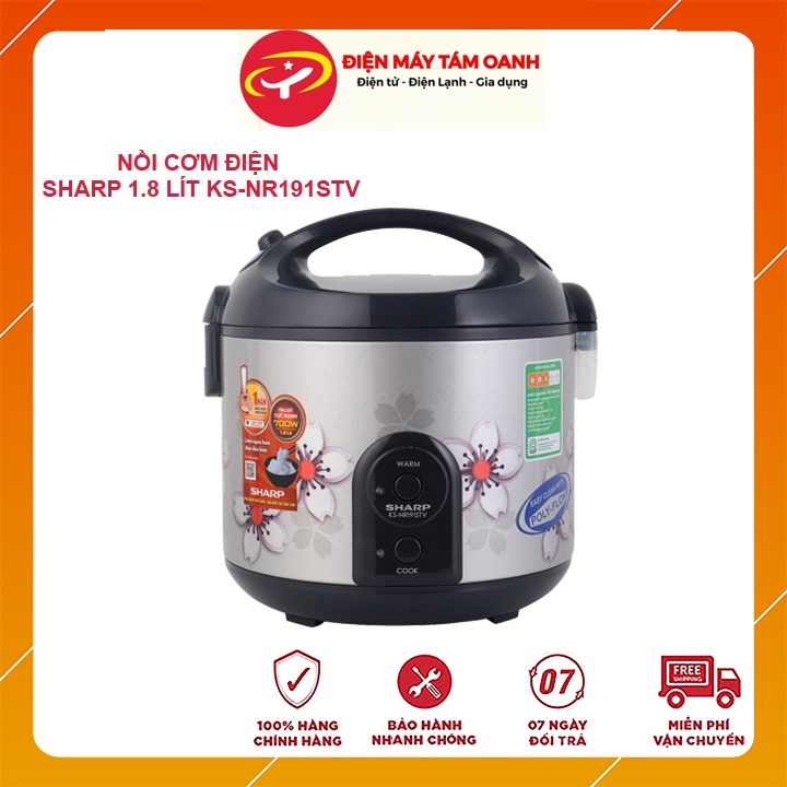 Nồi cơm điện Sharp 1.8 lít KS-NR191STV - Hàng chính hãng