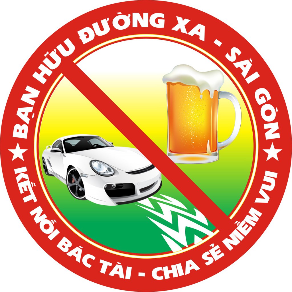 STICKER hình dán logo BẠN HỮU ĐƯỜNG XA, nhiều kích cỡ