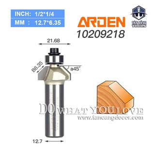 Mũi Router Arden Vát 45 Độ 6.35 mm Cốt 12.7 mm