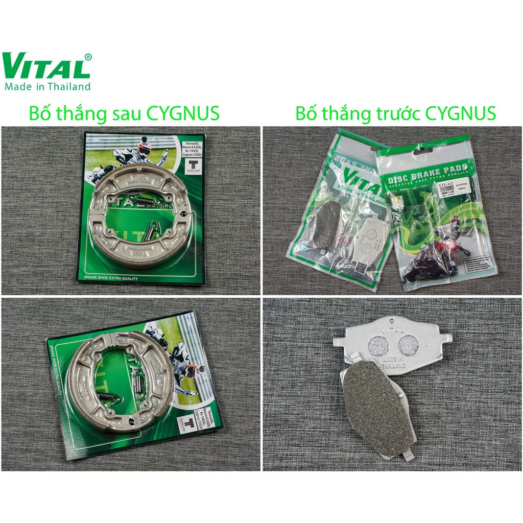 Bố thắng sau + trước TAURUS/ CYGNUS hiệu VITAL - Má phanh xe máy, bố thắng đĩa VITAL chính hãng Thái Lan