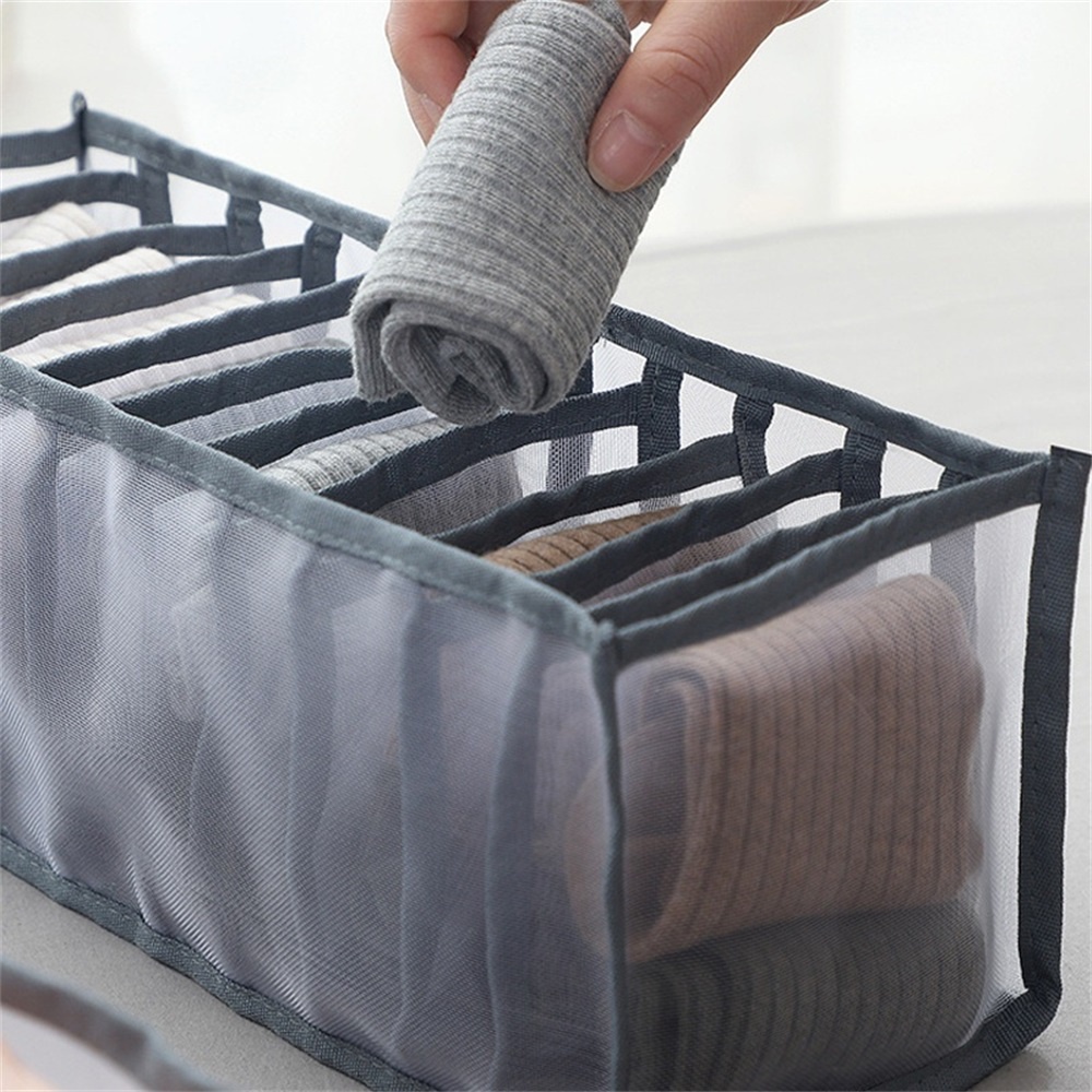 Hộp Vải Đựng Đồ Lót Nhiều Ngăn Màu Xám/Đen
