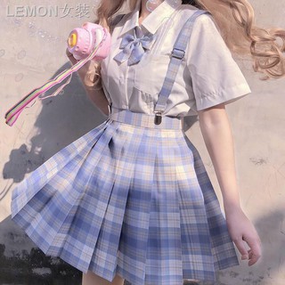 Bộ Đồng Phục Học Sinh Gồm Chân Váy Xếp Ly Kẻ Sọc Ca Rô Dễ Thương Xinh Xắn