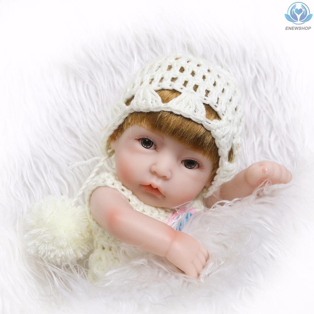 ♥♥enew~11inch Reborn Baby Doll Play Dolls Full Vinvl Body Washable With Knit CLothes Lifelike Cute Girls Gifts Toy Pink