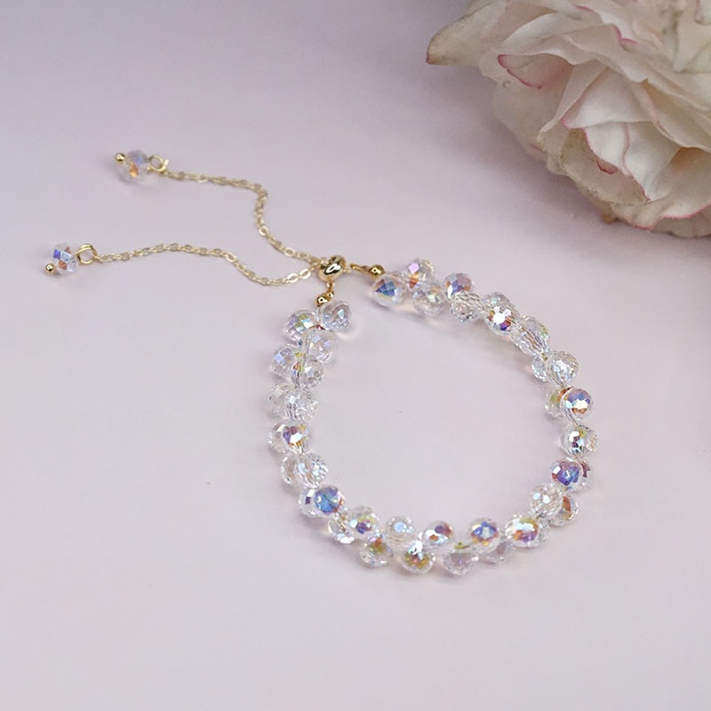 Vòng Tay Hai Lớp Đính Hạt Pha Lê Lấp Lánh Phong Cách Mori Dành Cho Nữ