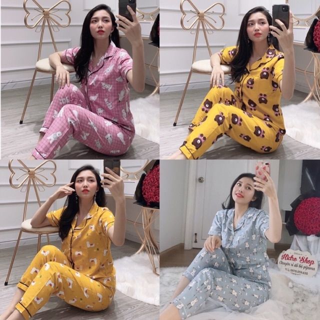 Bộ ngủ pijama tay ngắn quần dài kate Thái cute | BigBuy360 - bigbuy360.vn