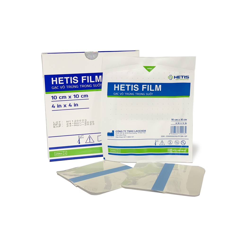 Miếng gạc HETIS Film dán cố định vết thương, gạc vô trùng trong suốt chống thấm nước bảo vệ vết thương khi tắm HTF