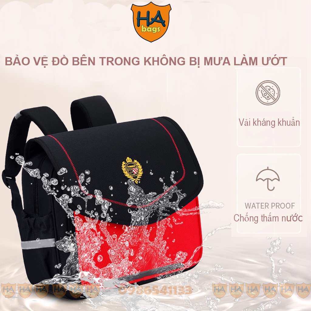 Cặp sách học sinh tiểu học HA BAGS để sách ngang kích thước 32x33x17cm H1001