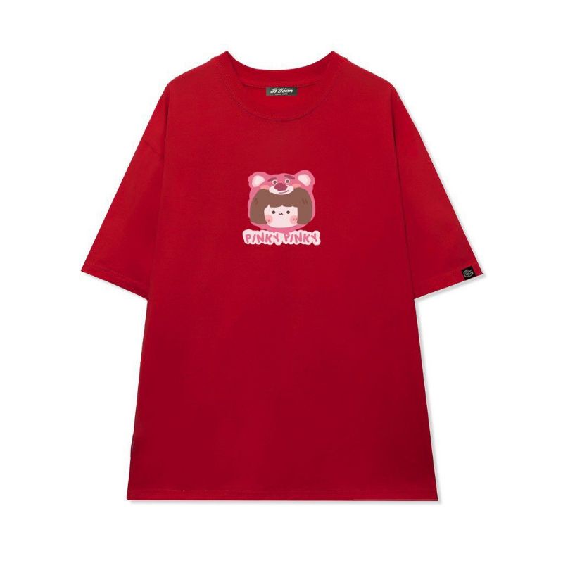 Áo thun tay lỡCó sizeFull màu unisex Cô gái Pinky
