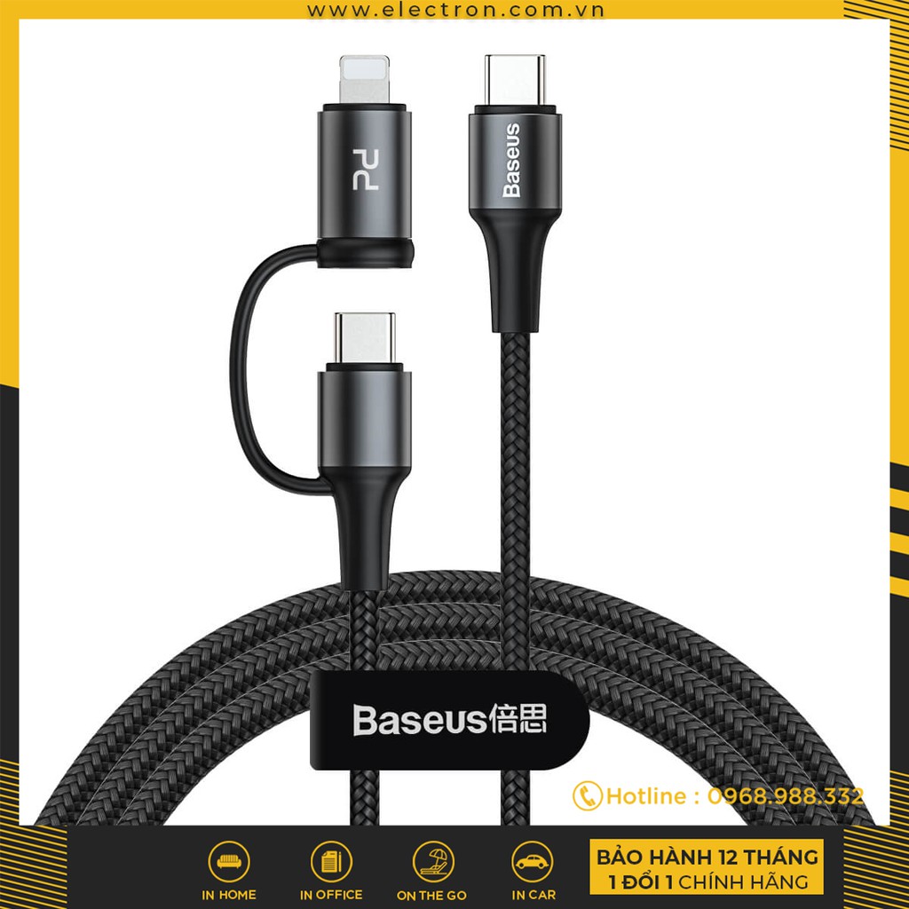 Cáp sạc nhanh 2 đầu tích hợp Baseus Twins 2 in 1 dùng cho Android/ iPhone/ iPad/ Macbook