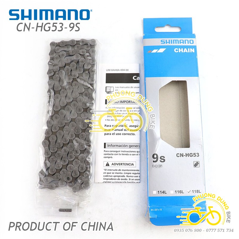 Xích sên xe đạp Shimano CN HG53 9 speed - Fullbox Hàng Chính Hãng