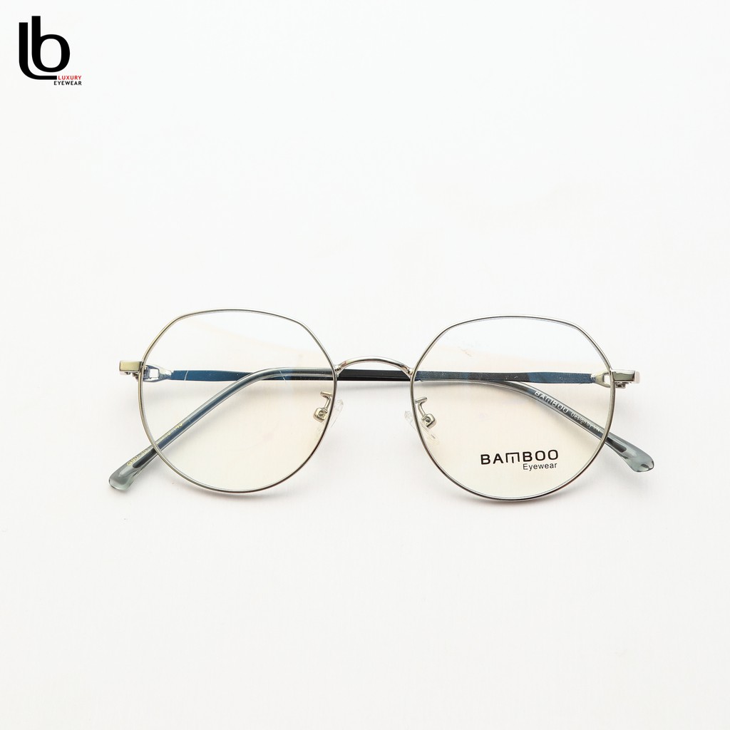 Gọng kính cận loạn Tròn vát cạnh trên - Bamboo G90 351 Kim loại - Đen Bạc, Xanh Ngọc, Xanh Lục, Đen - LB Eyewear