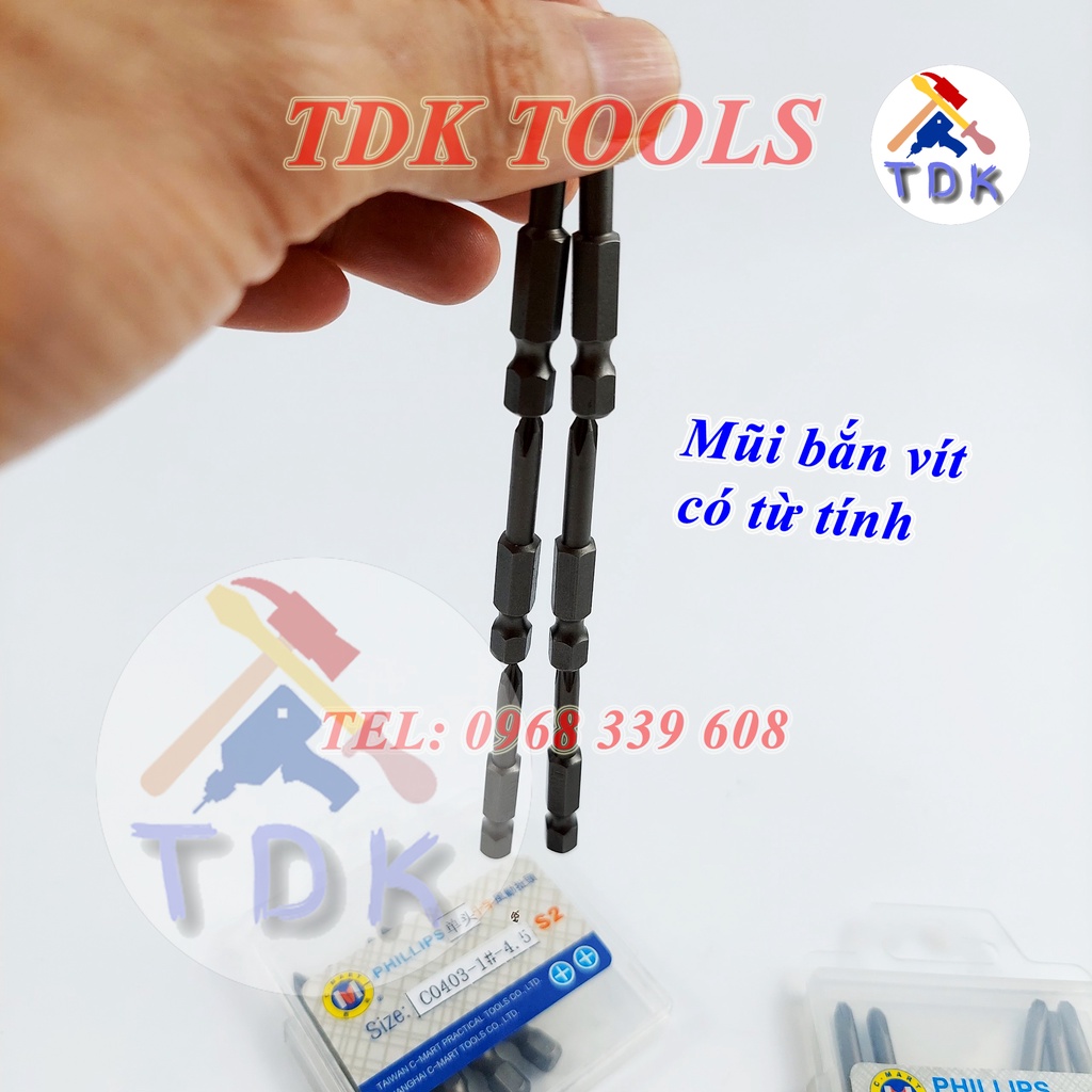 Mũi bắn vít 1 đầu 5cm C-Mart C0403, đầu bắn vít 4 cạnh PH1 PH2