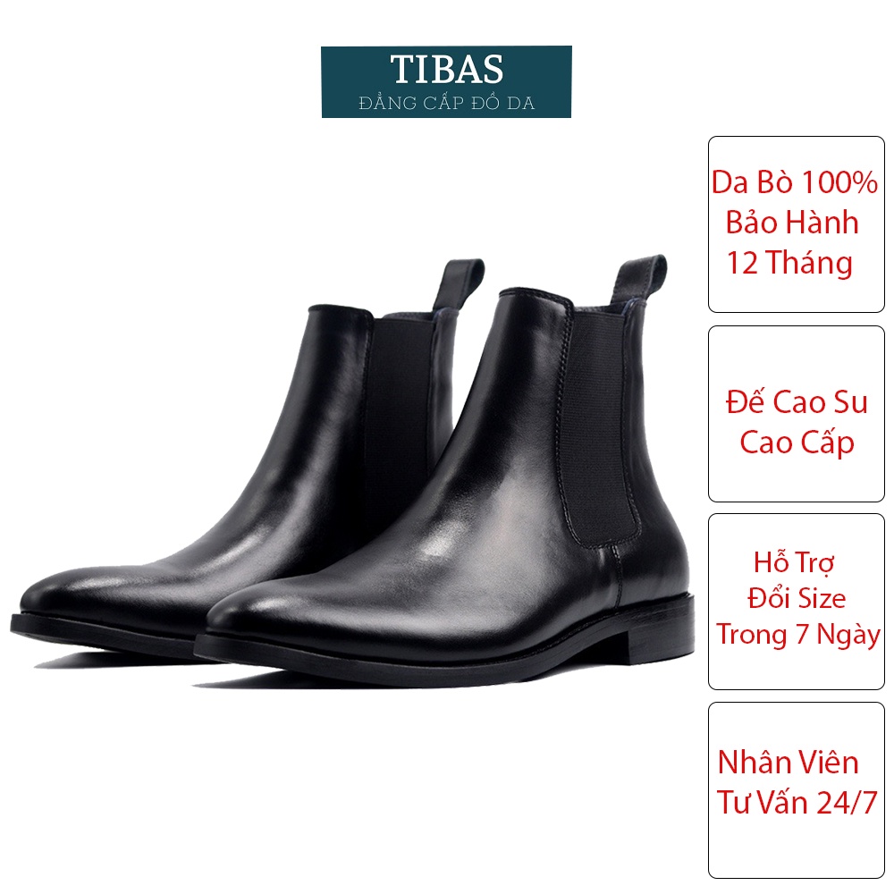 Chelsea Boots Classic Da Bò Nguyên Tấm TIBAS Bảo Hành 12 Tháng