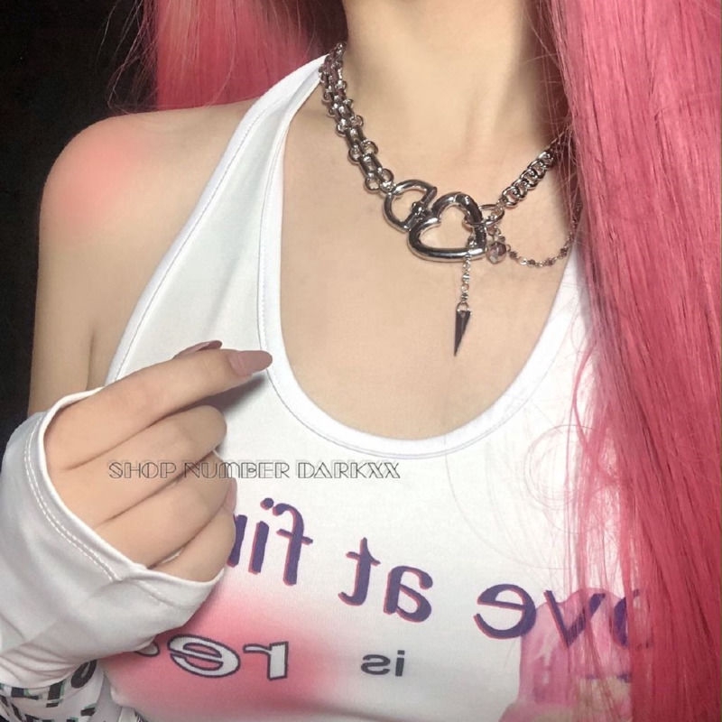 Vòng cổ Thép Titan Mặt Trái Tim Thời Trang Retro