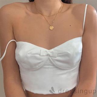 D❃♪Dây đeo vai có thể điều chỉnh nơ gợi cảm dành cho nữ Áo trắng