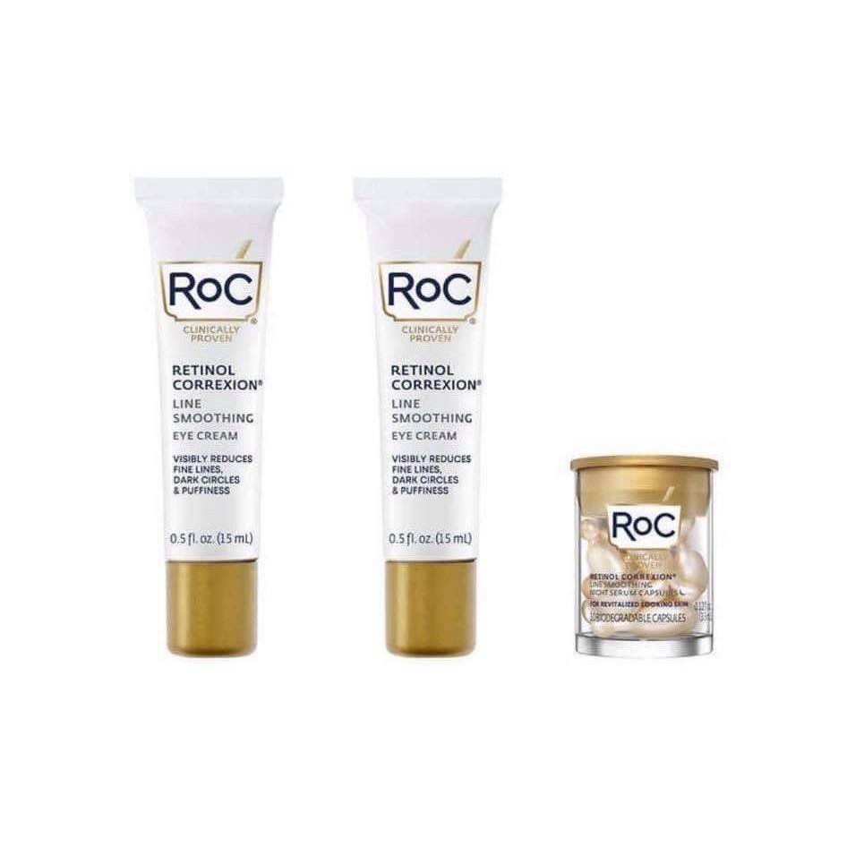 Kem mắt giảm nhăn & thâm +  Tinh chất chống lão hóa ROC Retinol Correxion