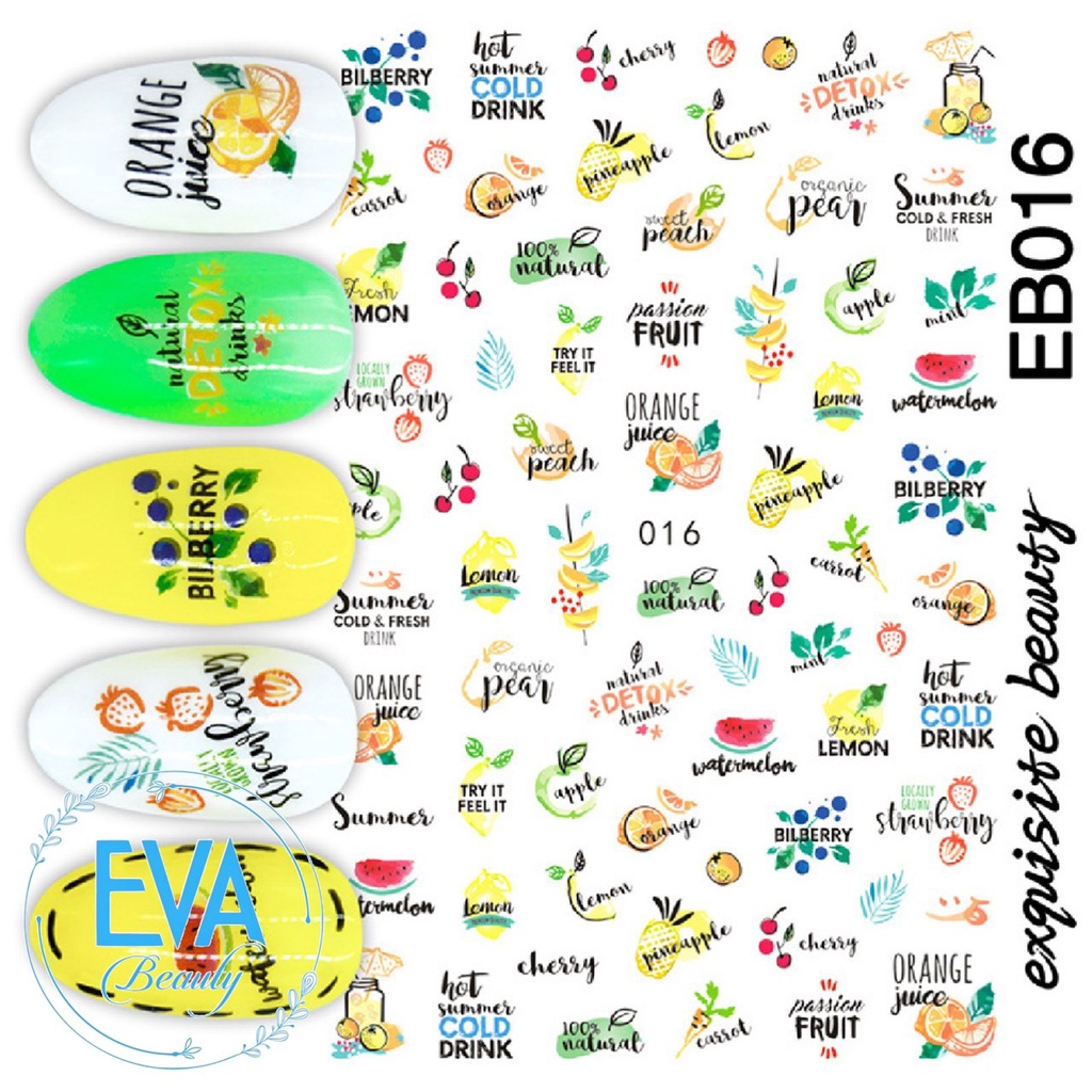 Sticker Dán Móng Tay 3D Dạng Decal Dán Chống Nước Hoạ Tiết Trái Cây Quả Lê Vàng A Pear EB012